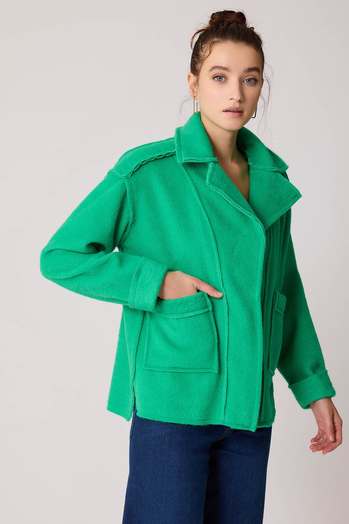 REVERSE STITCH JACKET WITH DUAL POCKET ZIPPERS
