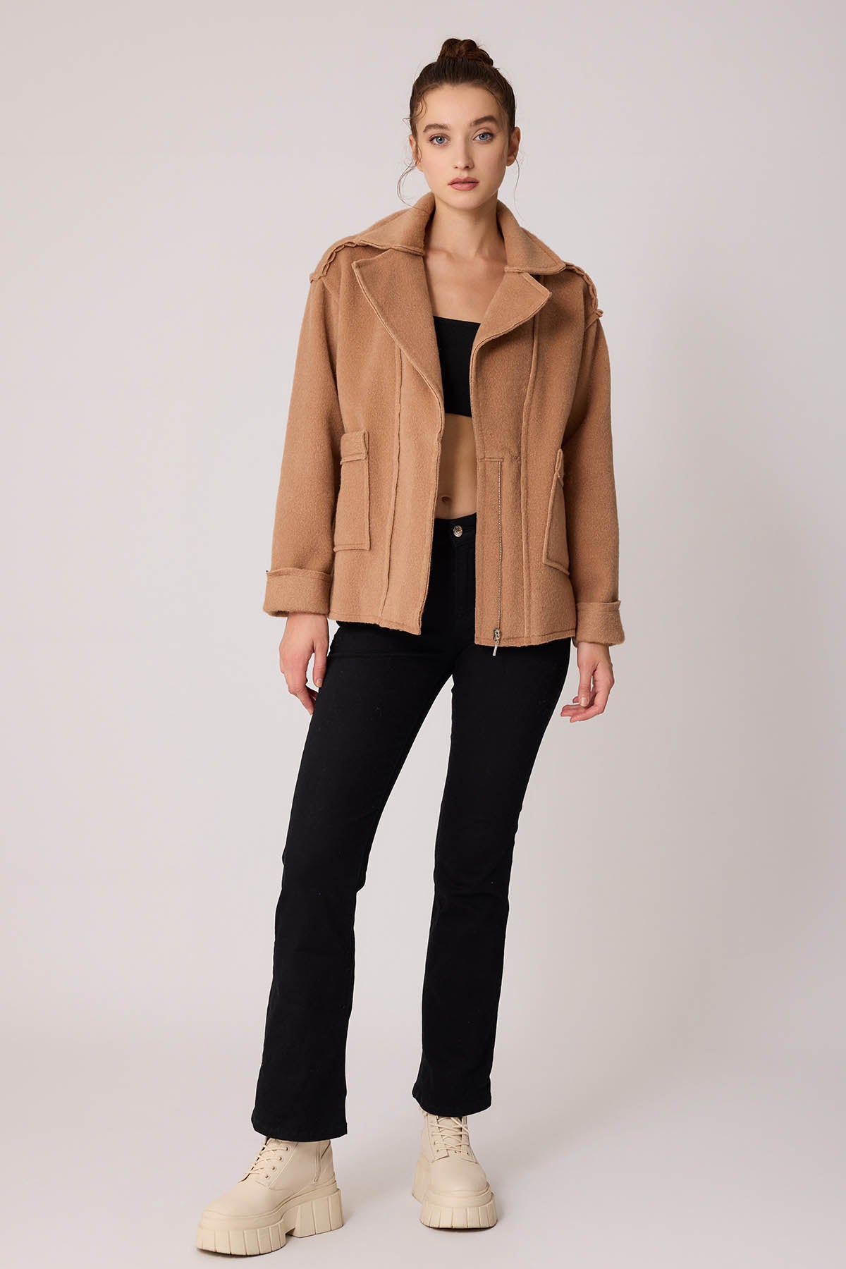 REVERSE STITCH JACKET WITH DUAL POCKET ZIPPERS
