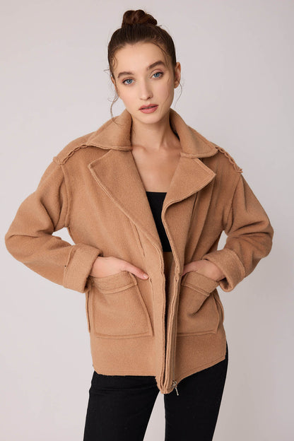 REVERSE STITCH JACKET WITH DUAL POCKET ZIPPERS