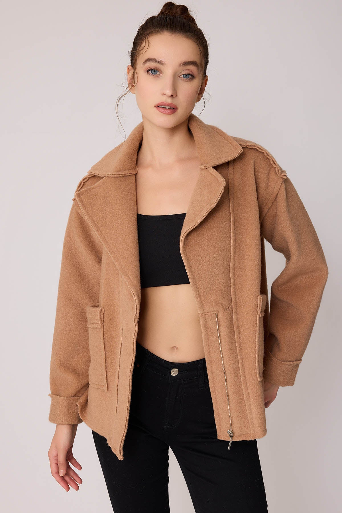 REVERSE STITCH JACKET WITH DUAL POCKET ZIPPERS