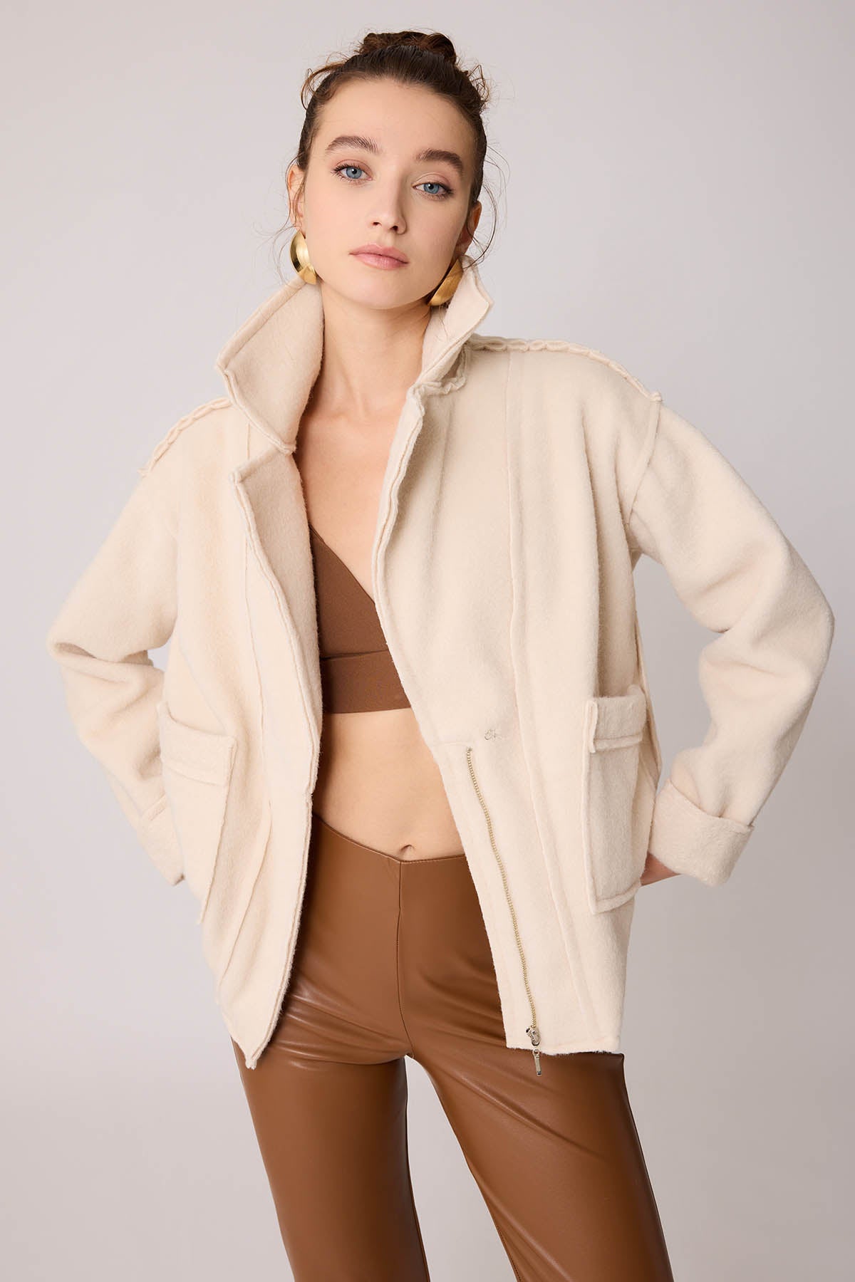 REVERSE STITCH JACKET WITH DUAL POCKET ZIPPERS