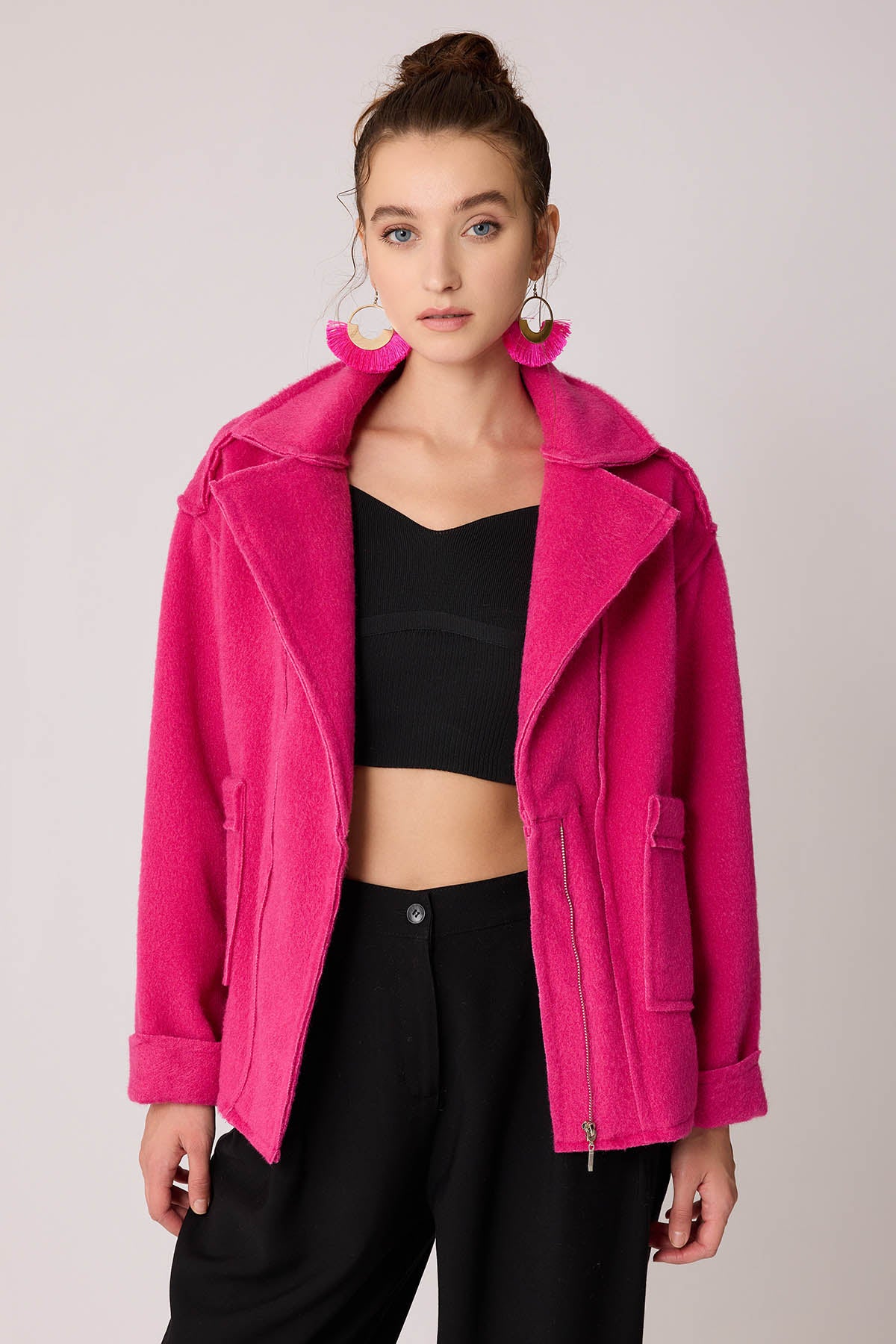 REVERSE STITCH JACKET WITH DUAL POCKET ZIPPERS