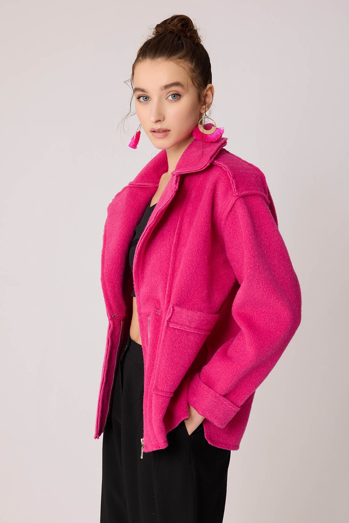 REVERSE STITCH JACKET WITH DUAL POCKET ZIPPERS