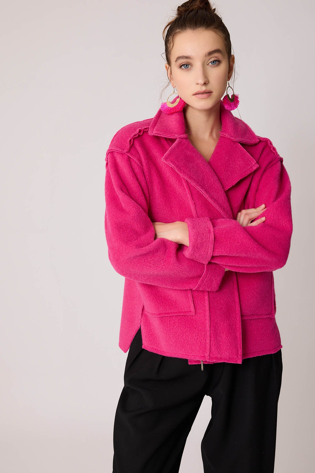 REVERSE STITCH JACKET WITH DUAL POCKET ZIPPERS