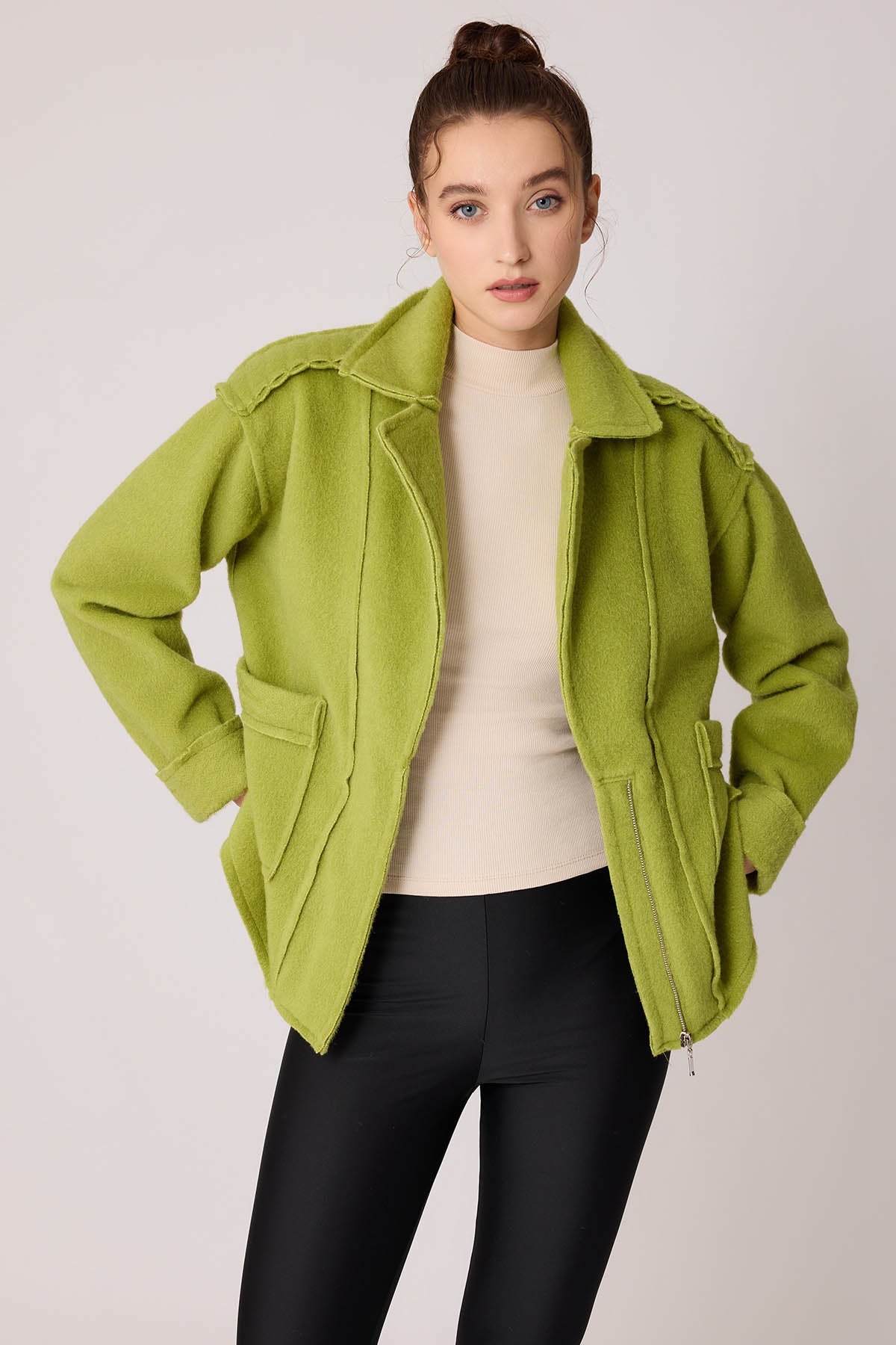 REVERSE STITCH JACKET WITH DUAL POCKET ZIPPERS