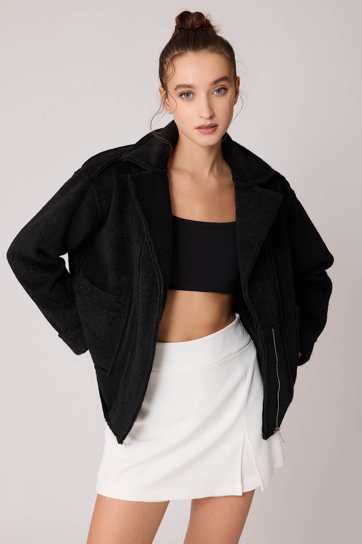 REVERSE STITCH JACKET WITH DUAL POCKET ZIPPERS