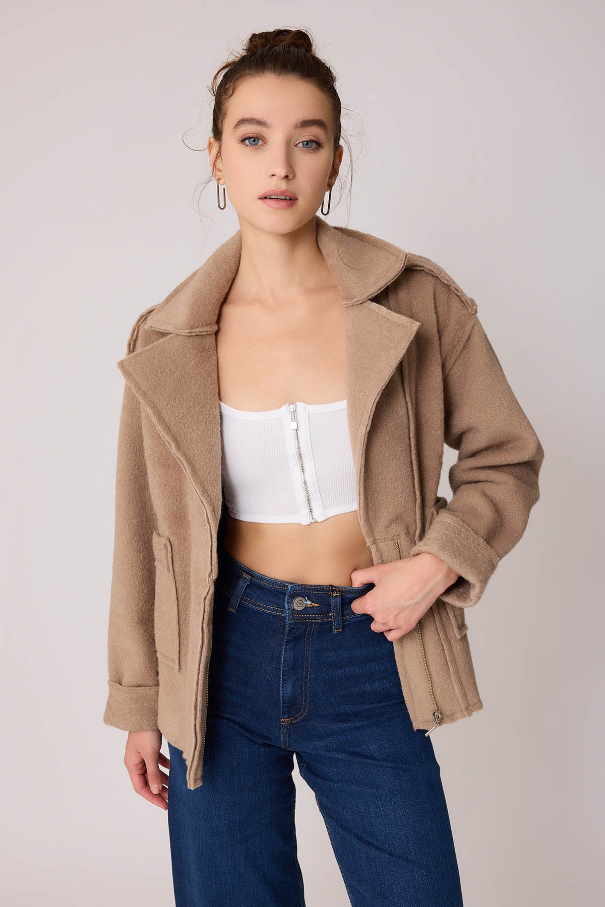 REVERSE STITCH JACKET WITH DUAL POCKET ZIPPERS