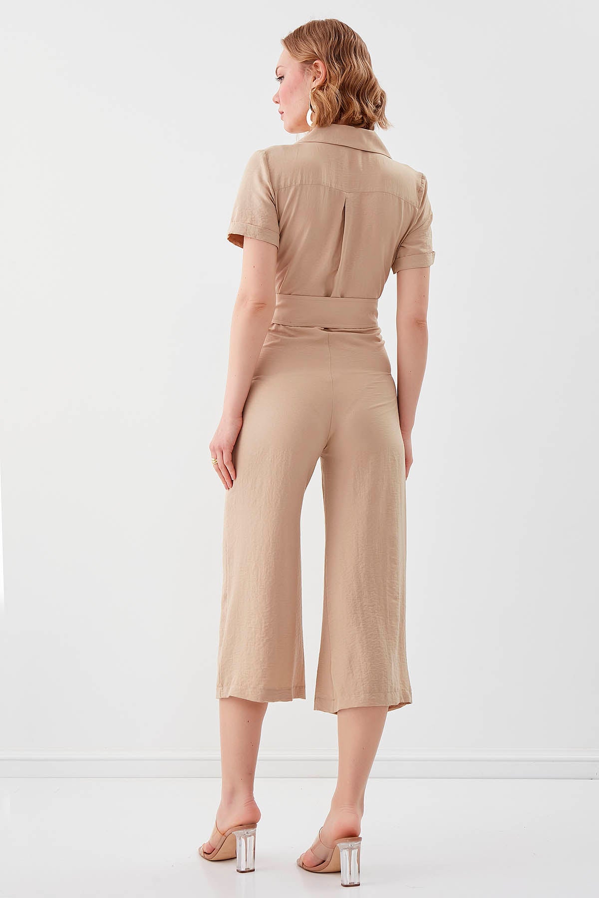 SHORT SLEEVE OVERALLS WITH BELT & DOUBLE POCKETS