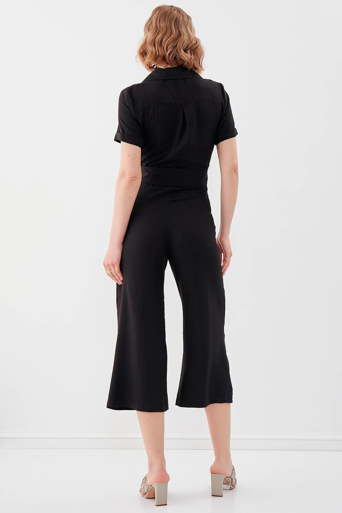 SHORT SLEEVE OVERALLS WITH BELT & DOUBLE POCKETS