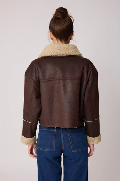 DUAL POCKET FAUX LEATHER BIKER JACKET