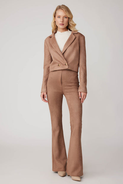 CROP SUEDE DOUBLE BREASTED JACKET