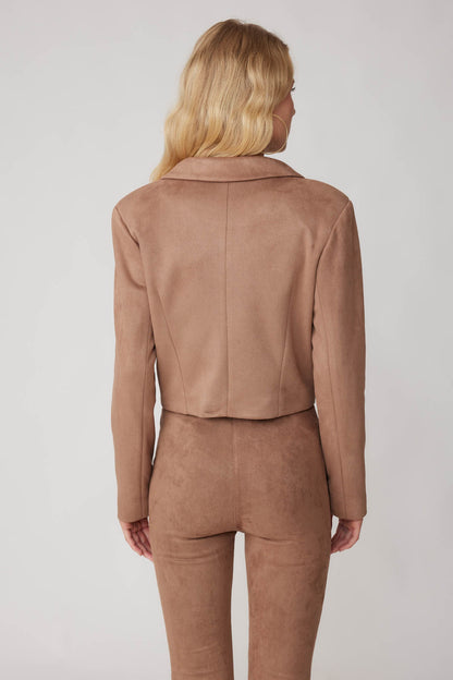 CROP SUEDE DOUBLE BREASTED JACKET