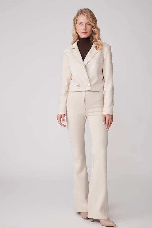 CROP SUEDE DOUBLE BREASTED JACKET