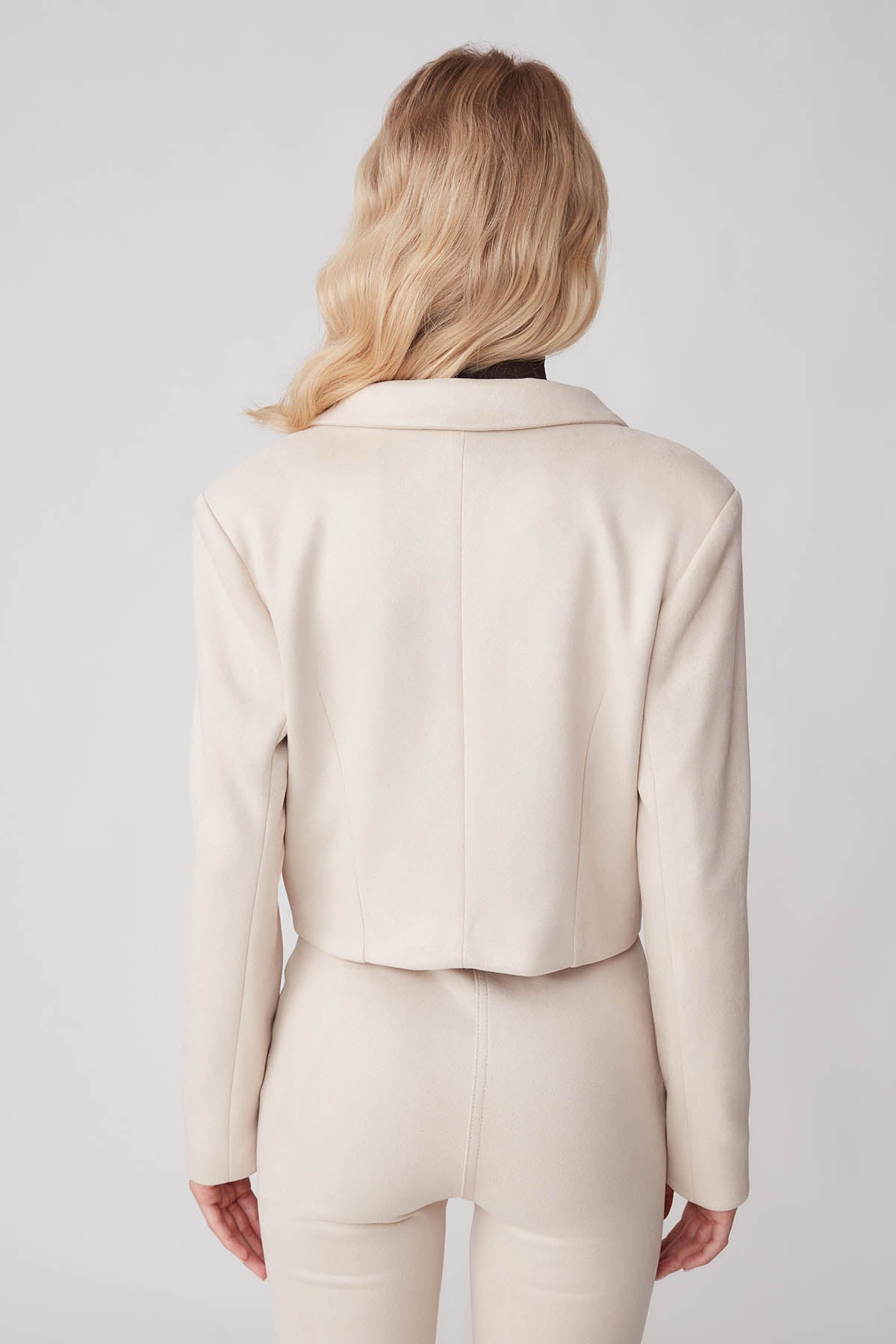 CROP SUEDE DOUBLE BREASTED JACKET