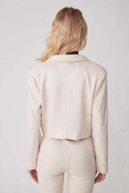 CROP SUEDE DOUBLE BREASTED JACKET