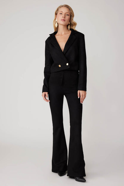 CROP SUEDE DOUBLE BREASTED JACKET