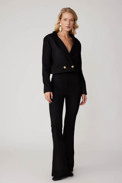 CROP SUEDE DOUBLE BREASTED JACKET