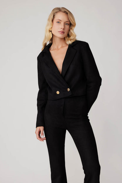 CROP SUEDE DOUBLE BREASTED JACKET