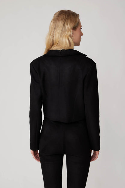 CROP SUEDE DOUBLE BREASTED JACKET
