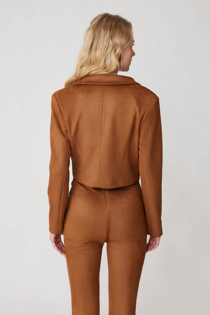 CROP SUEDE DOUBLE BREASTED JACKET