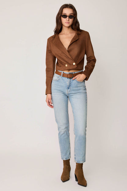CROP SUEDE DOUBLE BREASTED JACKET