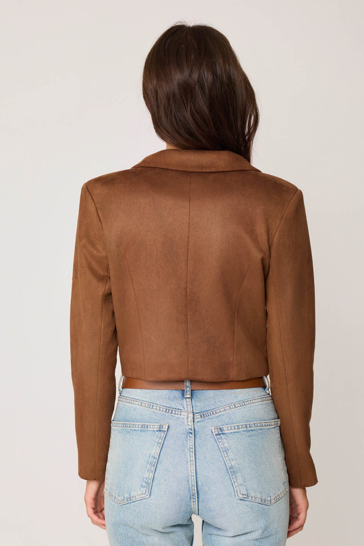 CROP SUEDE DOUBLE BREASTED JACKET