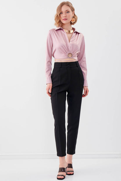 DOUBLE-BUTTON CROP TROUSERS