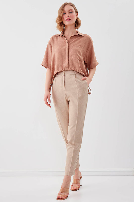 DOUBLE-BUTTON CROP TROUSERS