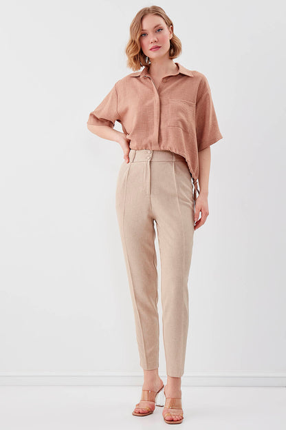 DOUBLE-BUTTON CROP TROUSERS