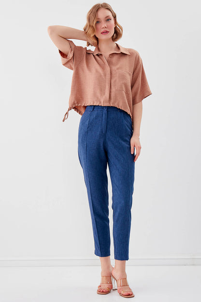 DOUBLE-BUTTON CROP TROUSERS