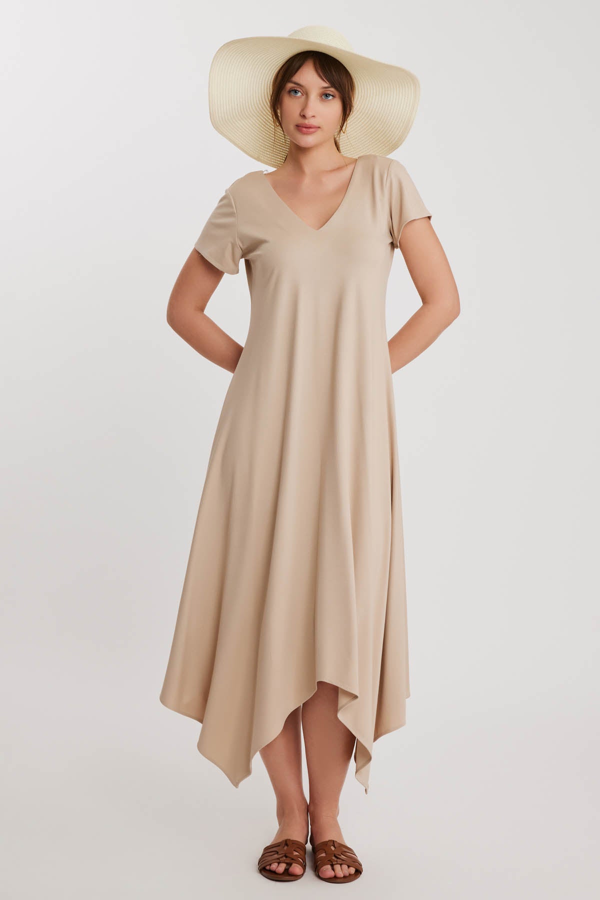 V COLLAR CLOTH SALAVAR DRESS