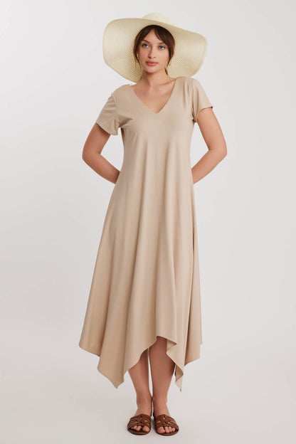 V COLLAR CLOTH SALAVAR DRESS