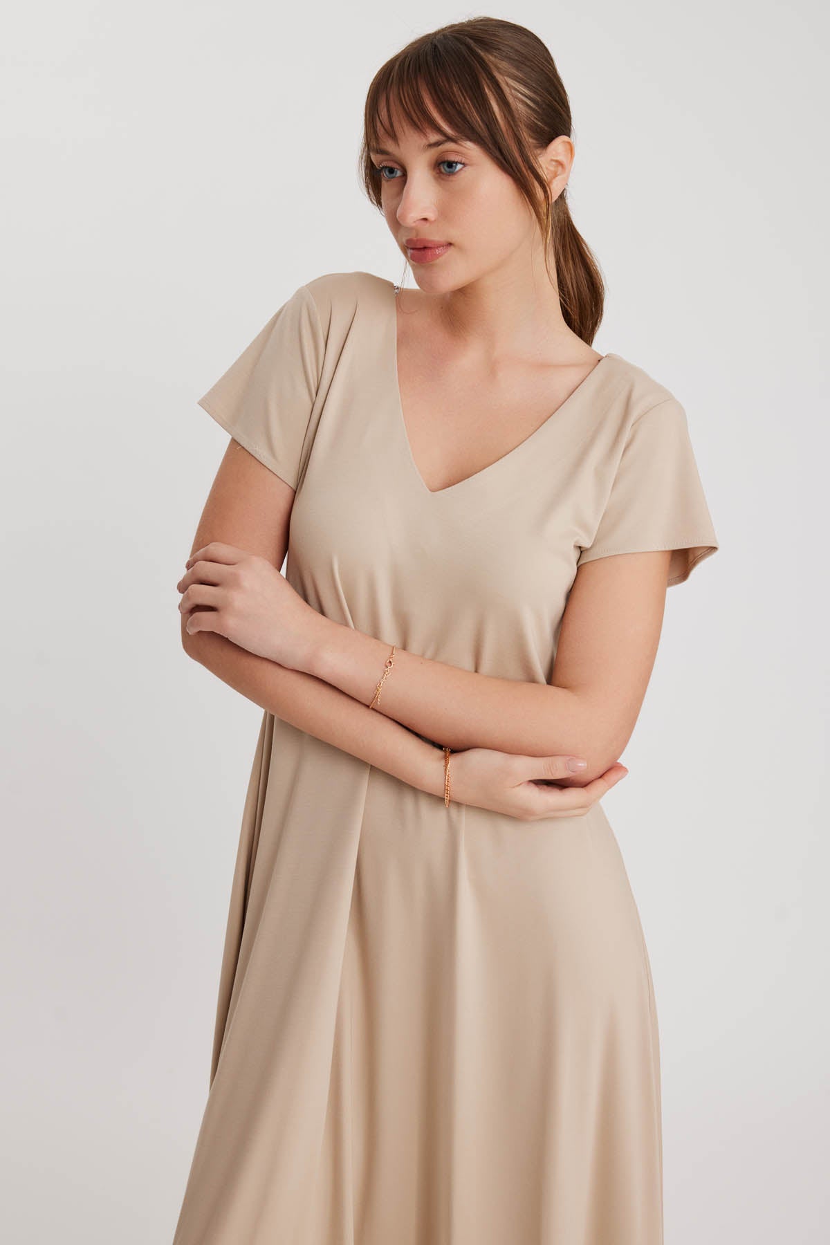 V COLLAR CLOTH SALAVAR DRESS