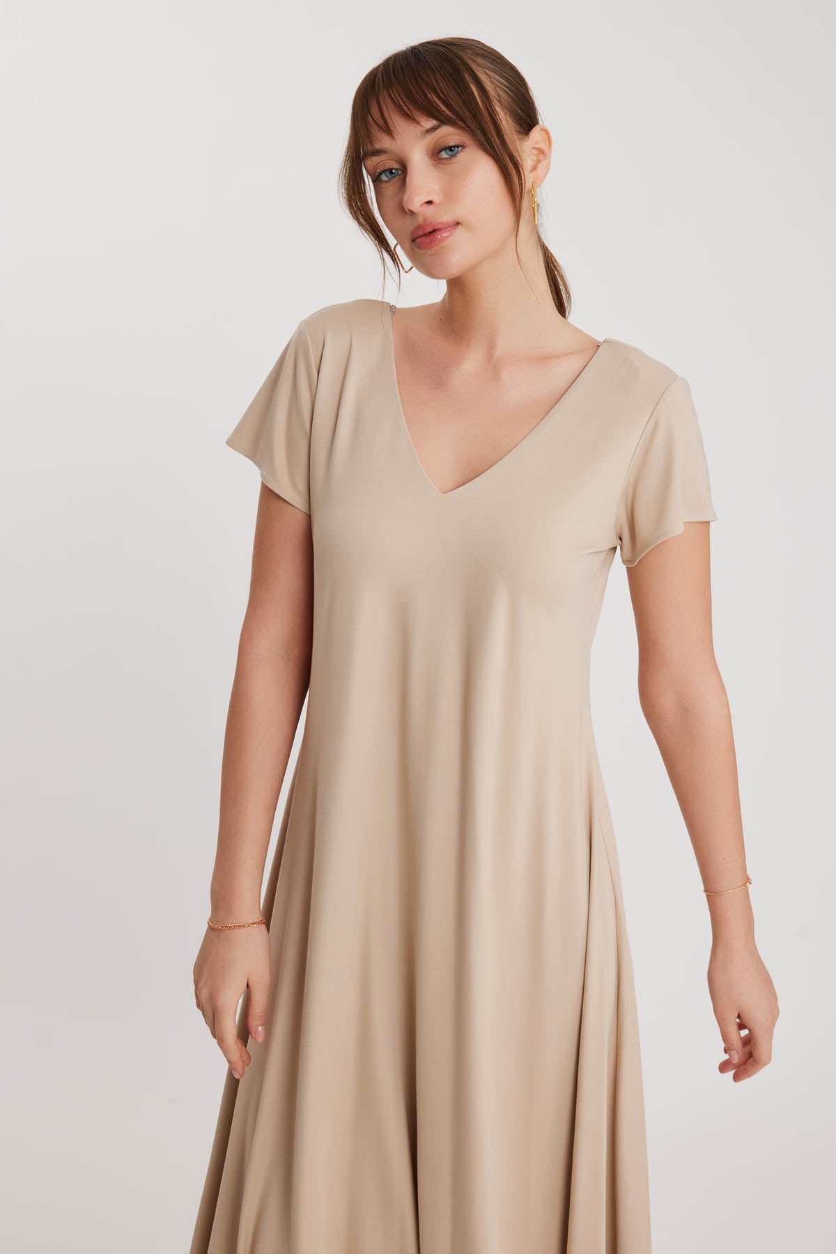 V COLLAR CLOTH SALAVAR DRESS