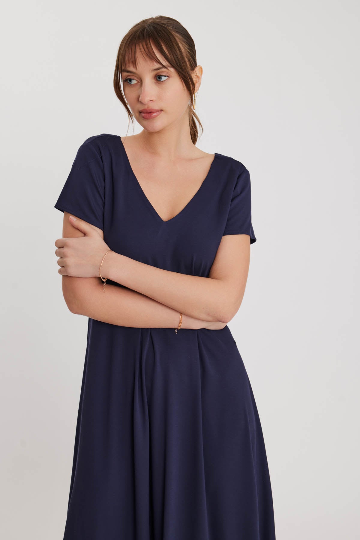 V COLLAR CLOTH SALAVAR DRESS