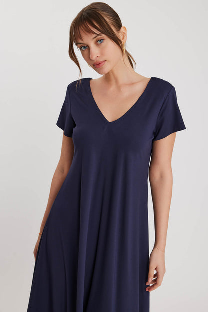 V COLLAR CLOTH SALAVAR DRESS