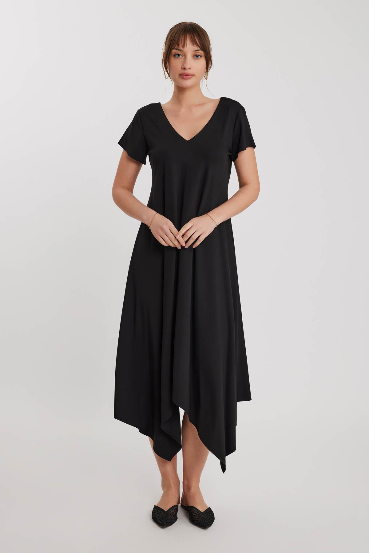 V COLLAR CLOTH SALAVAR DRESS