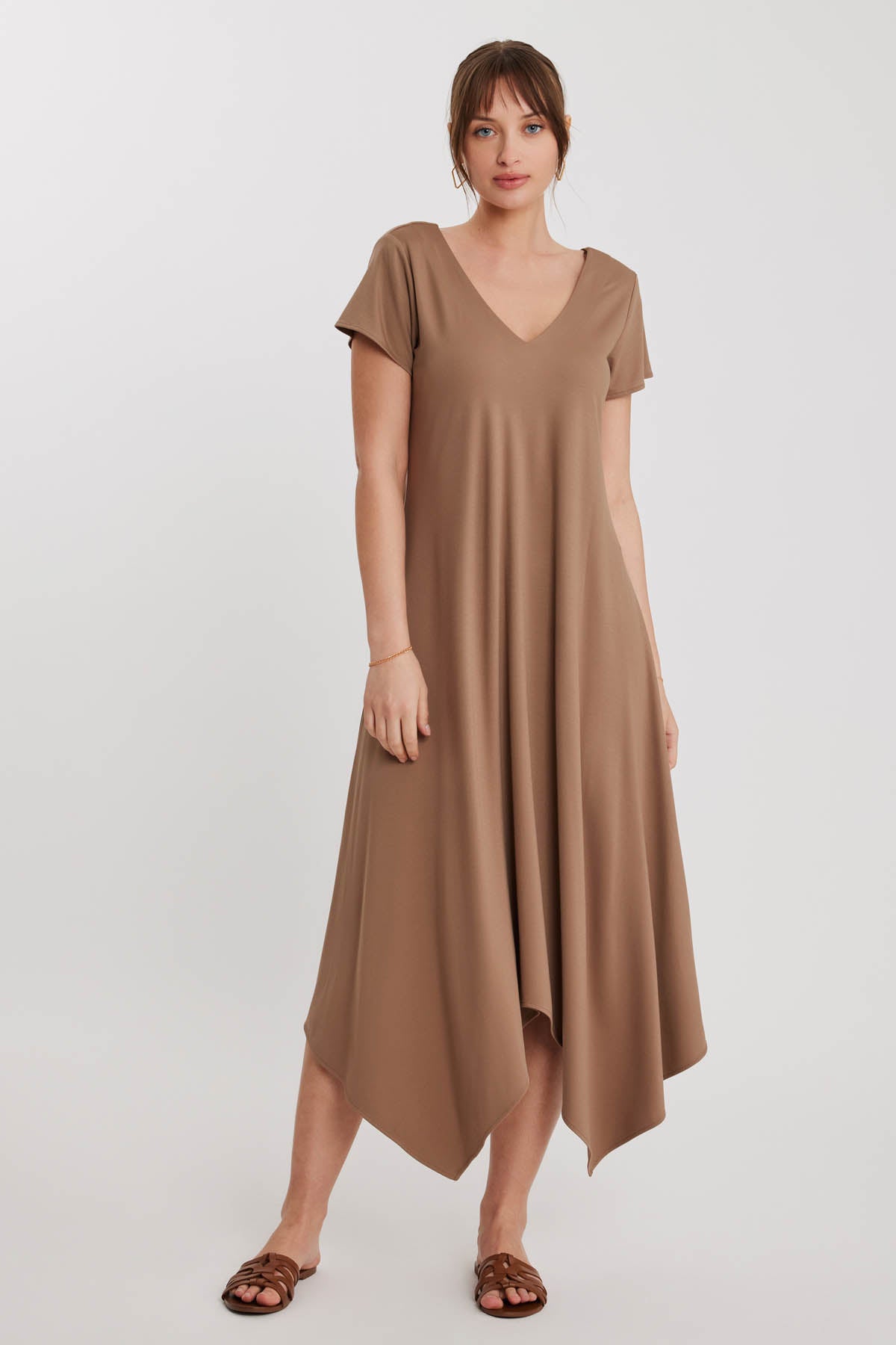 V COLLAR CLOTH SALAVAR DRESS