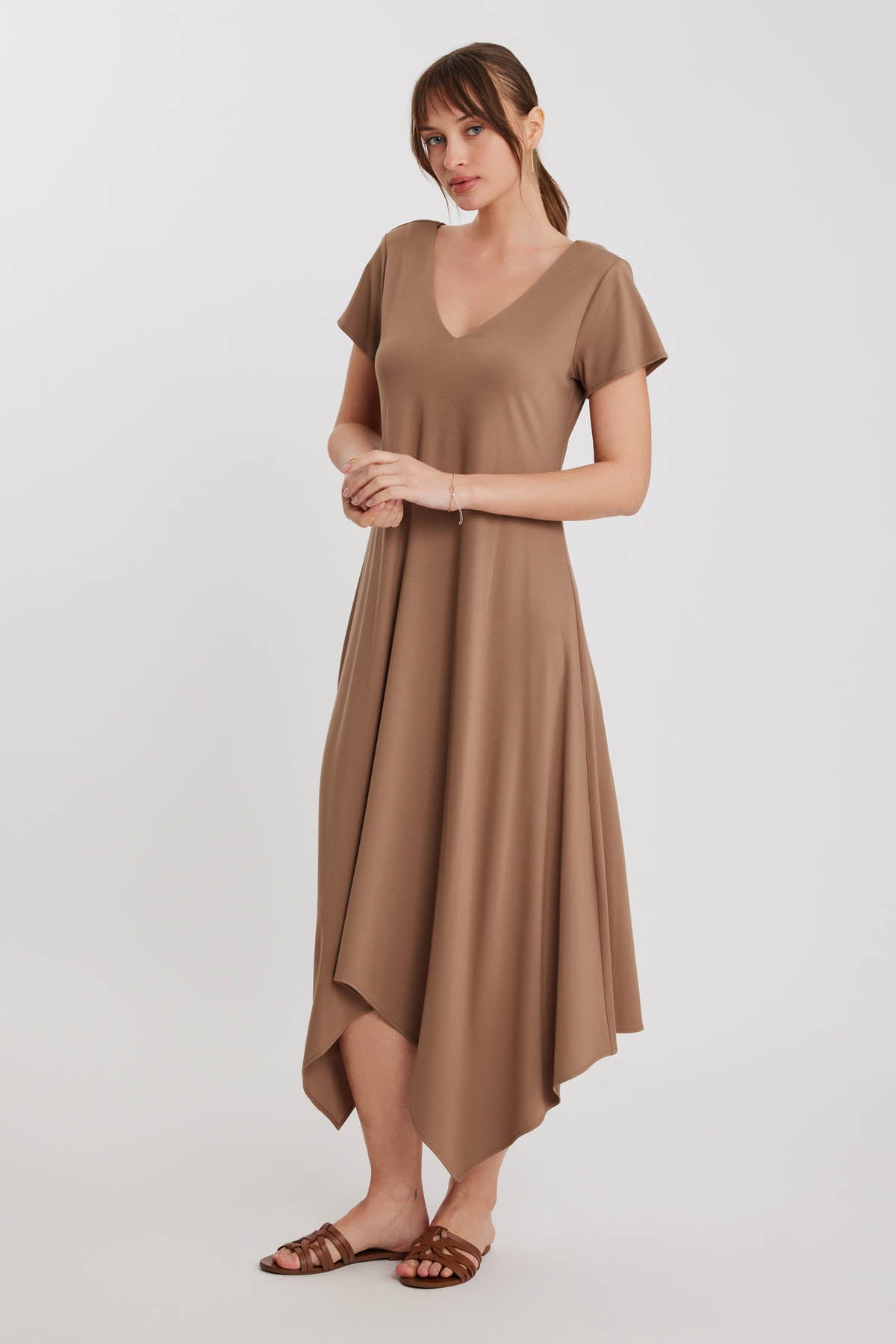 V COLLAR CLOTH SALAVAR DRESS