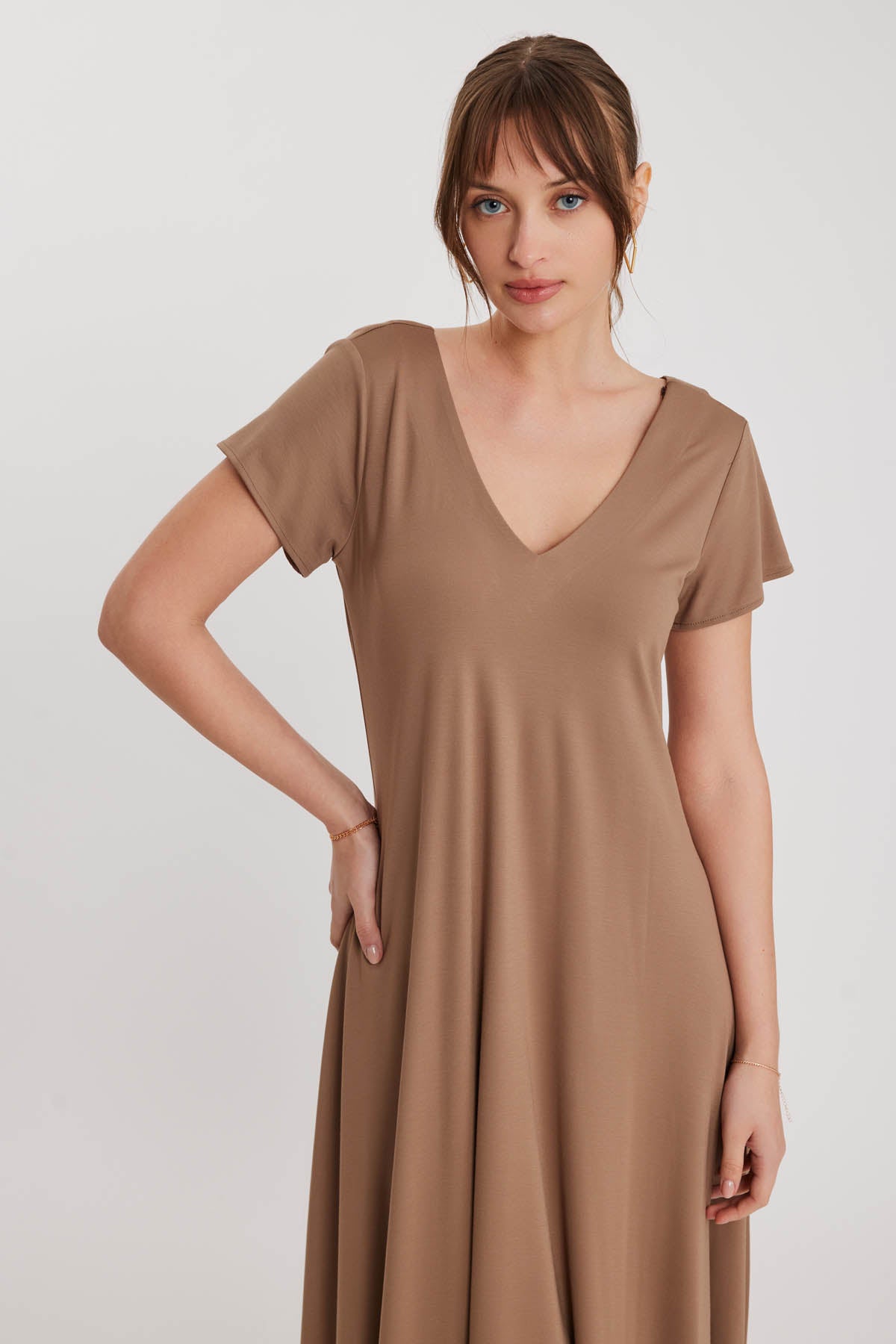 V COLLAR CLOTH SALAVAR DRESS