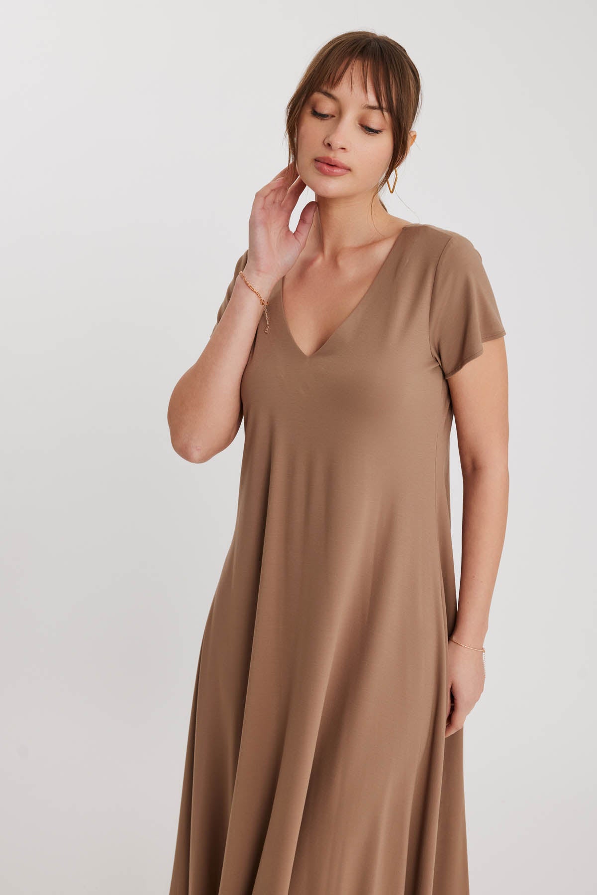 V COLLAR CLOTH SALAVAR DRESS