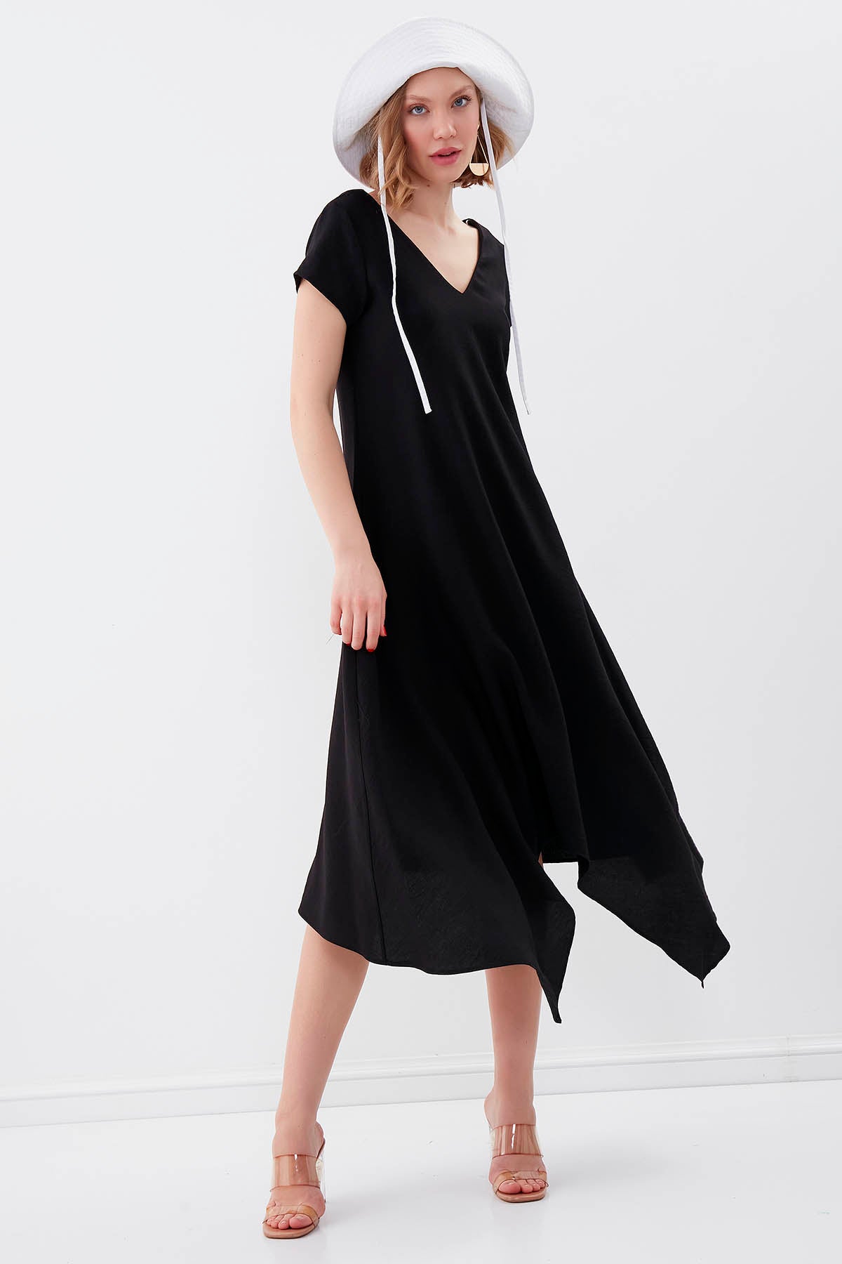 DOUBLE V COLLAR SHALVAR DRESS