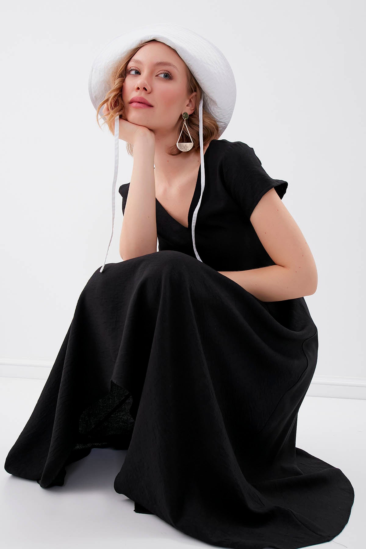 DOUBLE V COLLAR SHALVAR DRESS