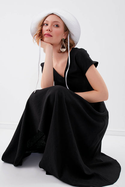 DOUBLE V COLLAR SHALVAR DRESS