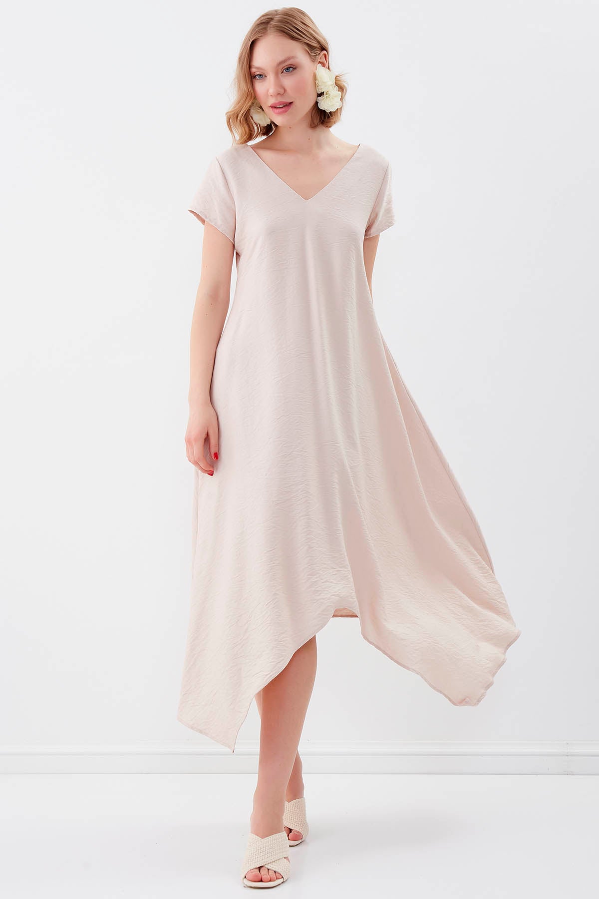 DOUBLE V COLLAR SHALVAR DRESS