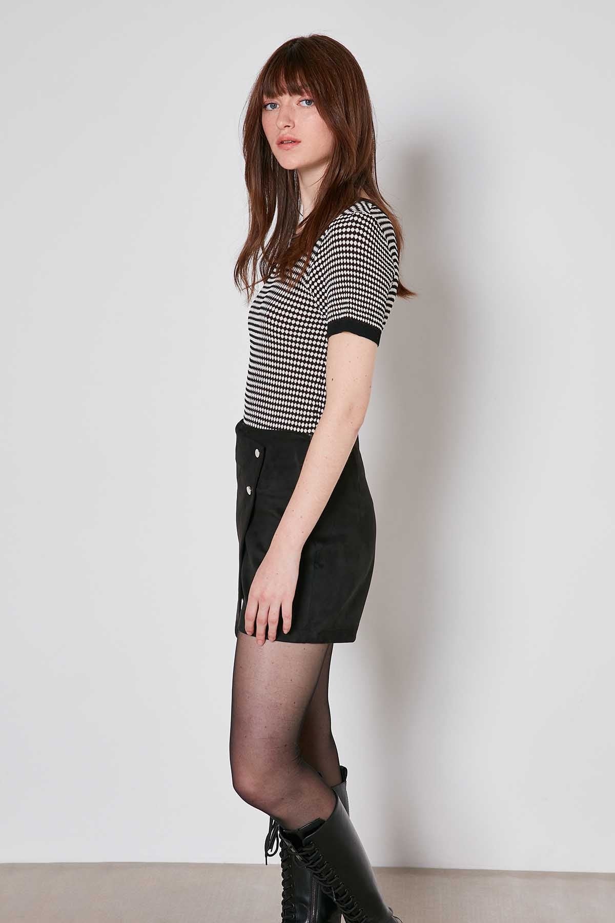 STUDS DETAILED ARTIFICIAL SUITE SHORTS SKIRT