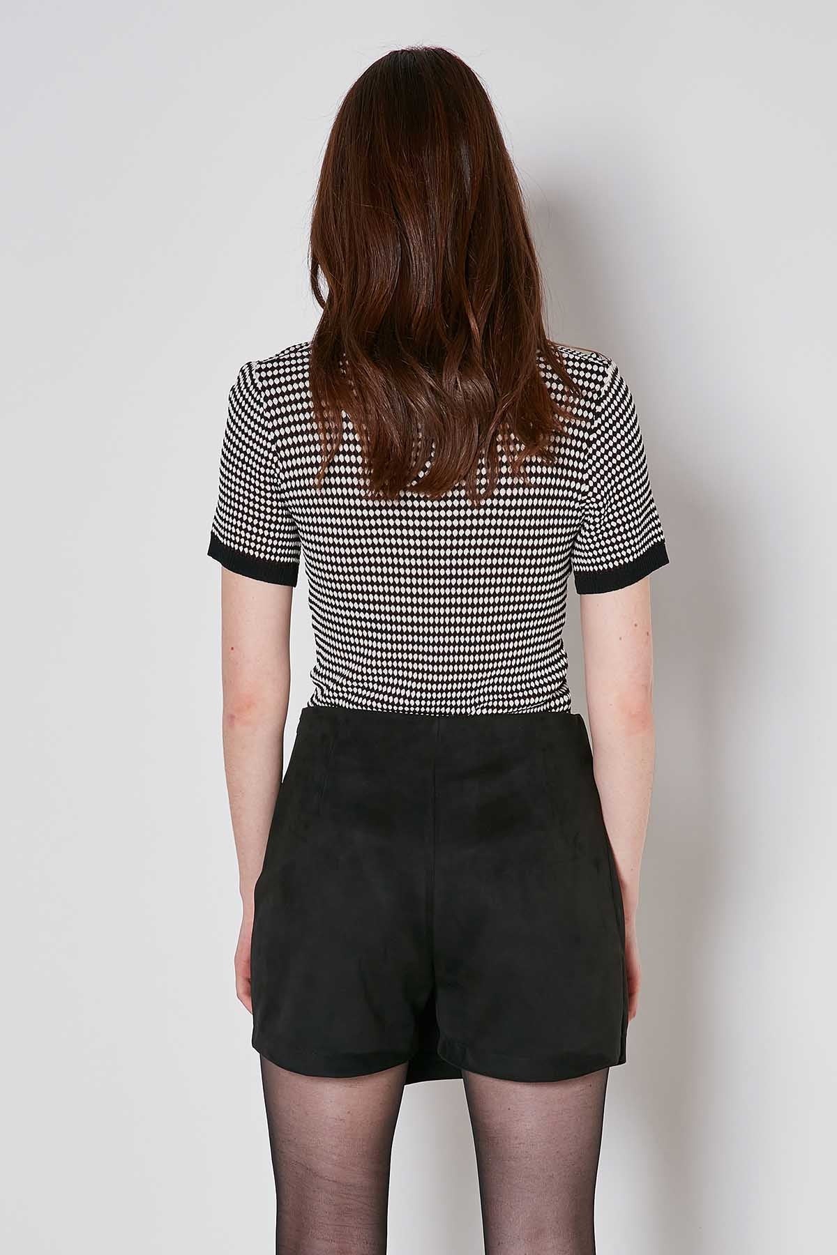 STUDS DETAILED ARTIFICIAL SUITE SHORTS SKIRT