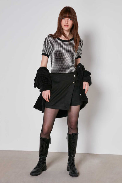 STUDS DETAILED ARTIFICIAL SUITE SHORTS SKIRT