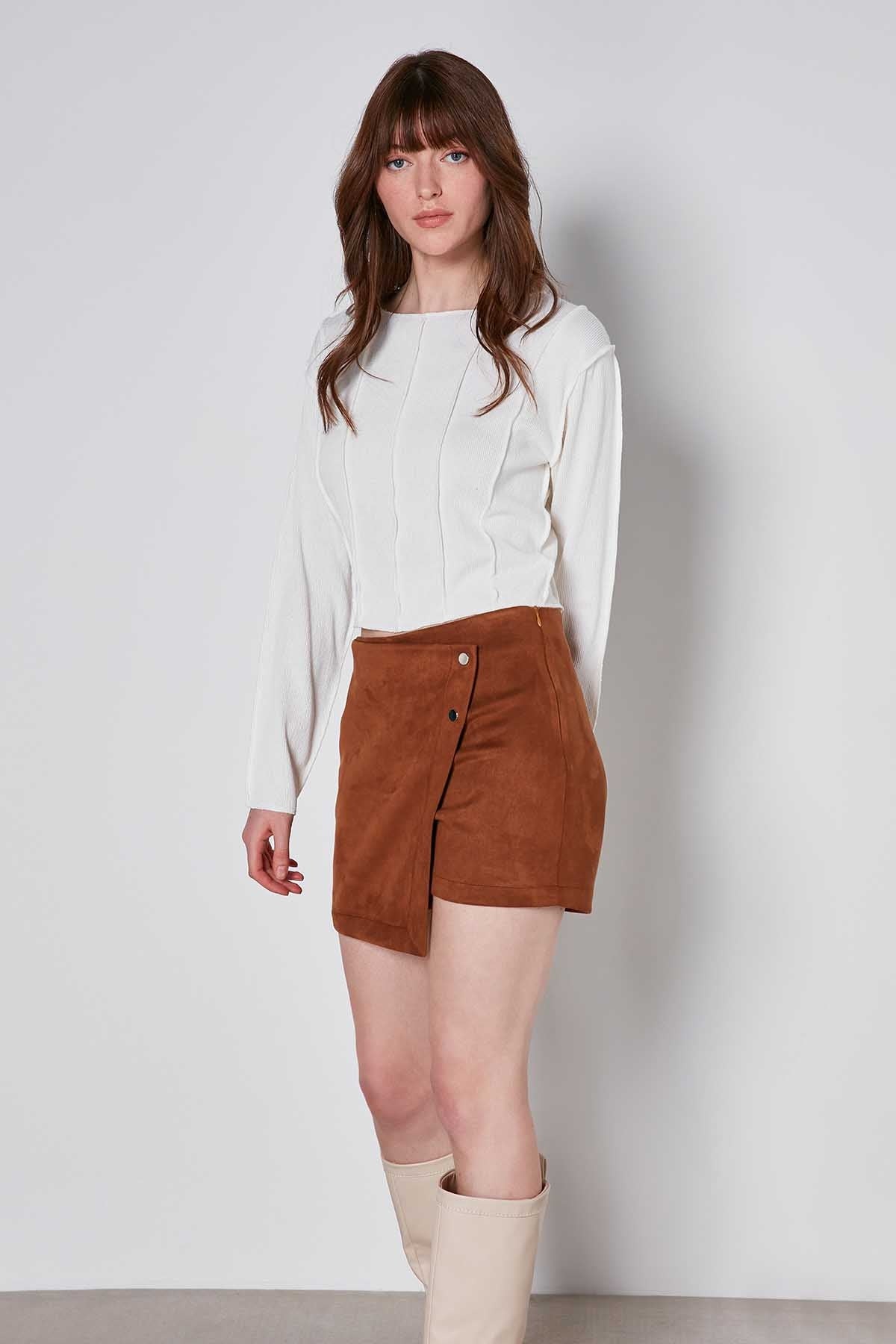 STUDS DETAILED ARTIFICIAL SUITE SHORTS SKIRT