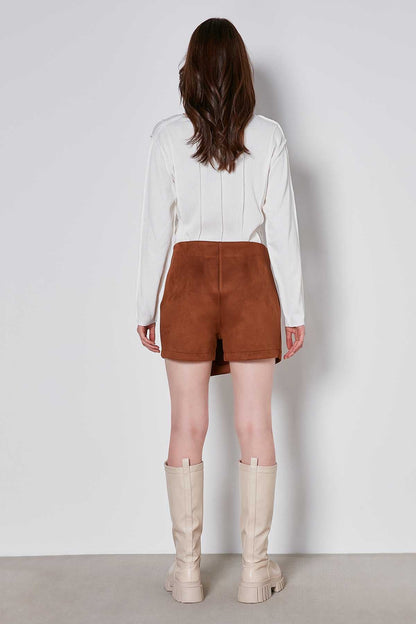 STUDS DETAILED ARTIFICIAL SUITE SHORTS SKIRT